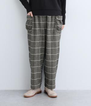 コットンリネンチェックパンツ(チャコール-0)