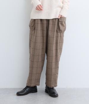 コットンリネンチェックパンツ(スモーキーブラウン-0)