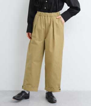 コットン折り返し裾パンツ(ベージュ-F)
