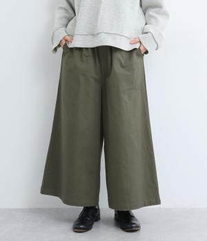 コットンギャバジンワイドパンツ(グリーン-F)