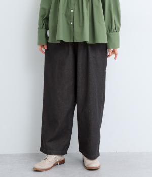 コットンデニムストレートパンツ(ブラック-F)