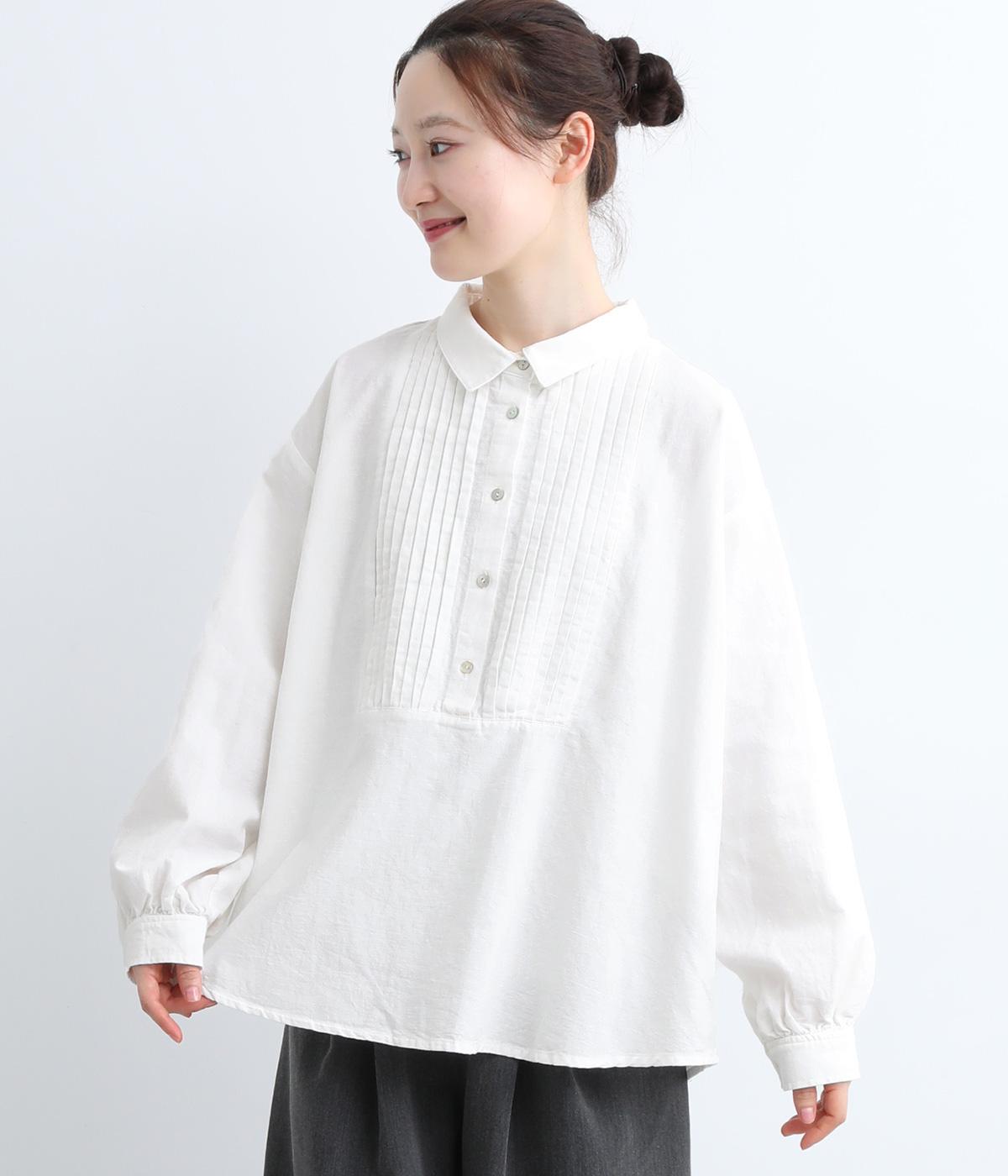 リネンコットンピンタック切り替えブラウス(オフ-ONESIZE)