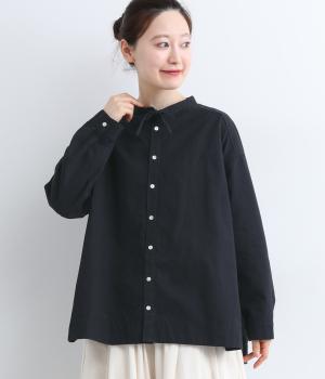 コットンギャバジン襟結びブラウス(ネイビー-0)