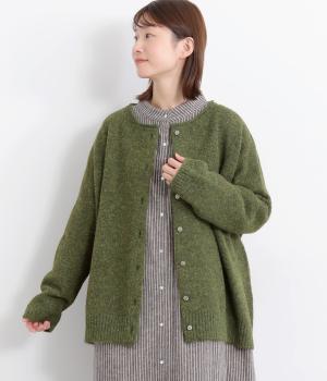 ウール混ニットカーディガン(カーキ-F)
