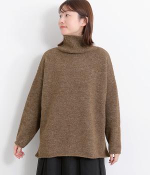 ウール混ロールネックニットプルオーバー(モカ-F)