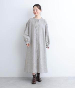 コットンリネン起毛ボリューム袖ワンピース(オフ-0)