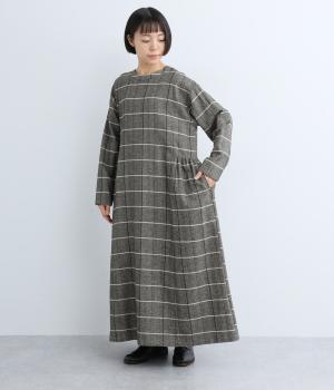 コットンリネンチェック2wayワンピース(チャコール-0)