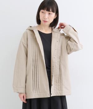 フード付きツイルジャケット(ベージュ-F)