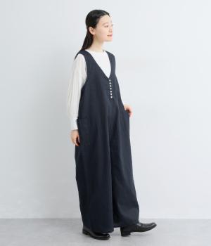 ラミーループボタンあきサロペット(ネイビー-F)