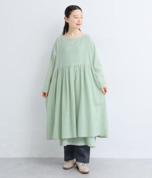 コットン楊柳重ねワンピース(ミントグリーン-F)