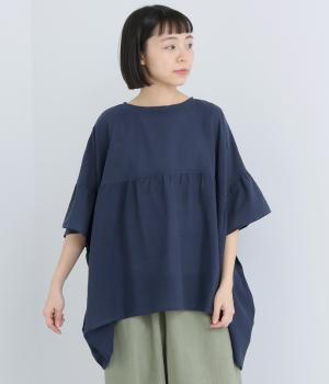 コットン楊柳ギャザープルオーバー(ネイビー-F)