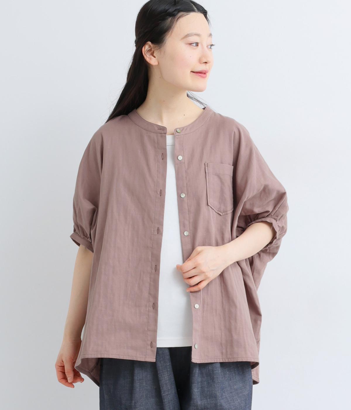 コットンソフトガーゼギャザーブラウス(アッシュグレー-F)