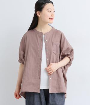 コットンソフトガーゼギャザーブラウス(アッシュグレー-F)