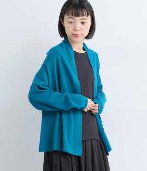 コットンニット鹿の子編みショート羽織(ターコイズ-F)