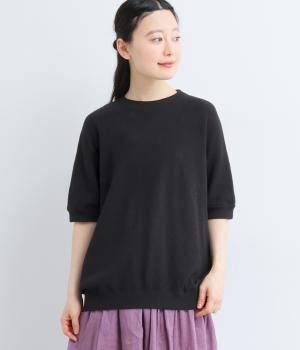 コットンニット鹿の子編みプルオーバー(ブラック-F)