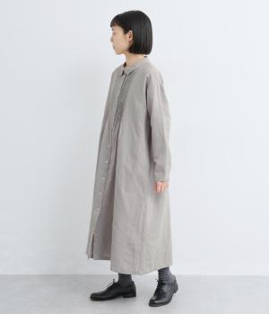 コットンリネンシャツ襟ワンピース