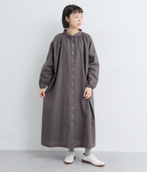 ラミーチビ襟前あきワンピース(チャコール-F)