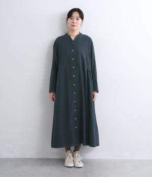サイドギャザー起毛ワンピース（ネイビー・F）