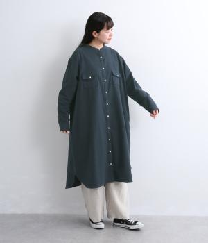 スタンド襟起毛ワンピース（ネイビー・F）