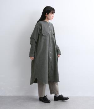 スタンド襟起毛ワンピース（グレー・F）