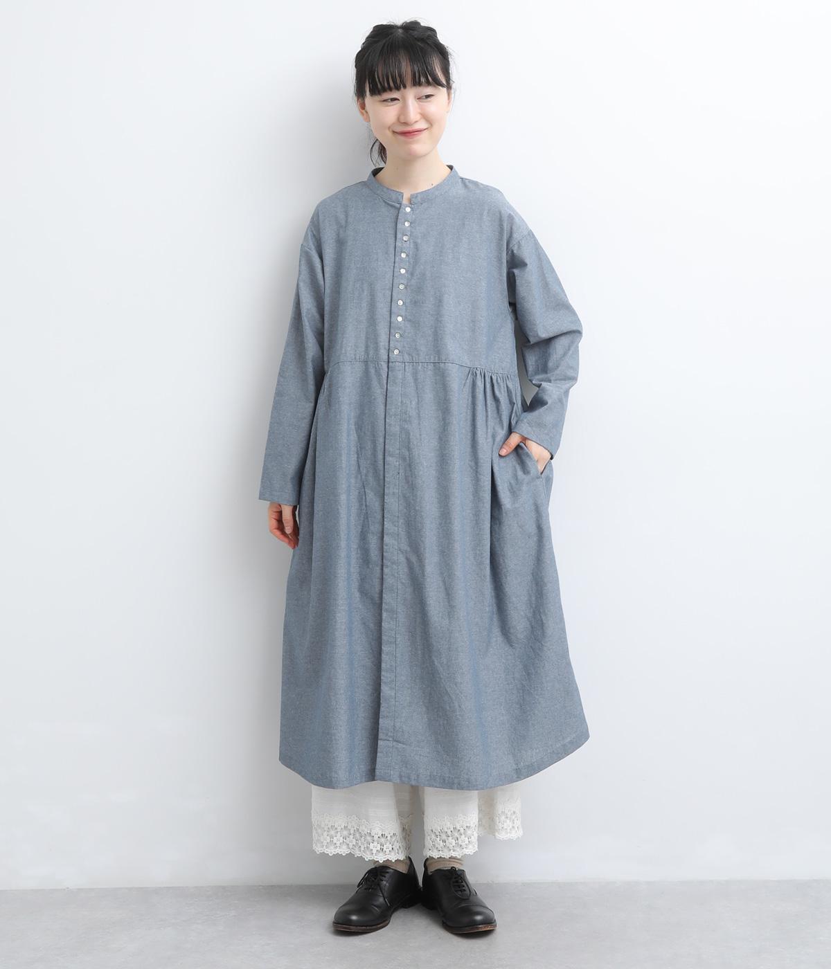 コットンシャンブレー多ボタン前あきワンピース｜Sorte cuff
