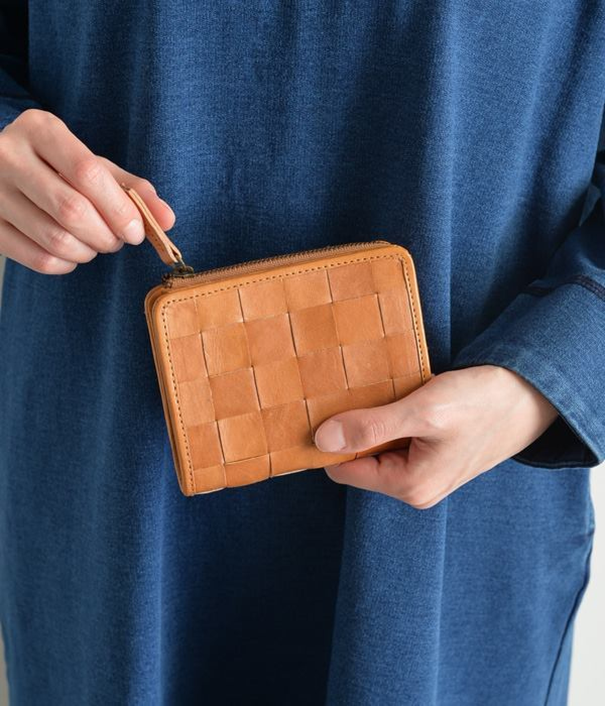 カウレザーメッシュ折財布(ブラウン-ONESIZE)