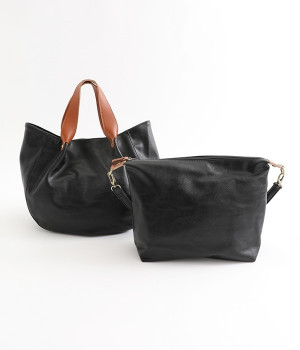 3WAYハンドバッグ　バッグインバッグ付き(ブラック-ONESIZE)