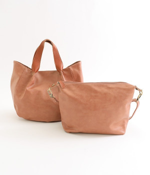 3WAYハンドバッグ　バッグインバッグ付き(ピンク-ONESIZE)