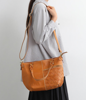 カウレザーメッシュコンビ　2WAY トート(ブラウン-ONESIZE)