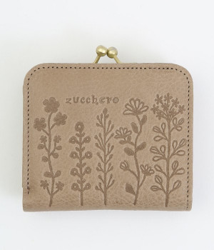 フラワー型押し　がま口コンパクト財布(グレー-ONESIZE)