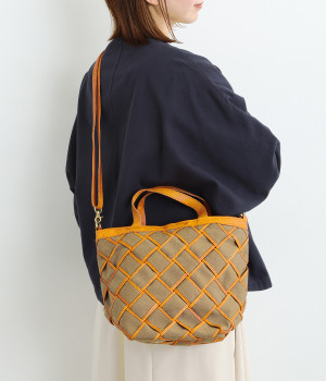 レザー×キャンバス　メッシュ2wayトート(オーク-ONESIZE)