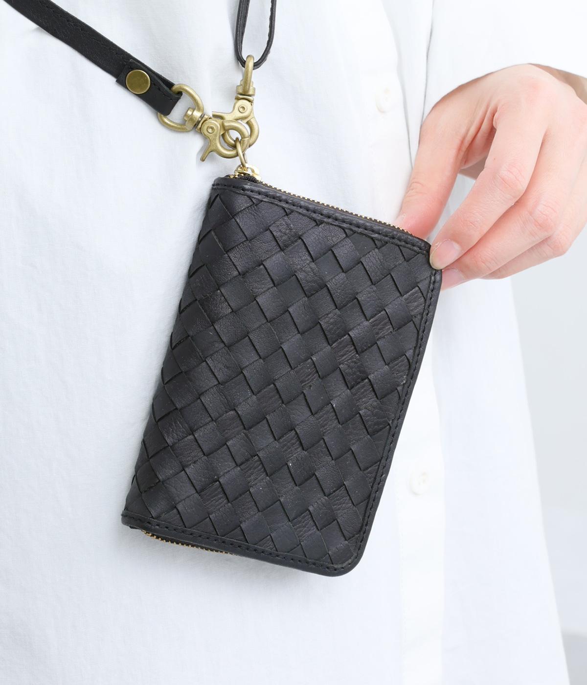 ファインメッシュショルダー付き財布(ブラック-F)