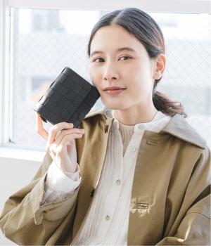 レザーメッシュ三つ折財布