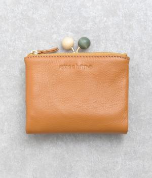 木玉がま口2つ折り財布(キャメル-F)