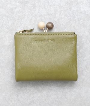 木玉がま口2つ折り財布(グリーン-F)