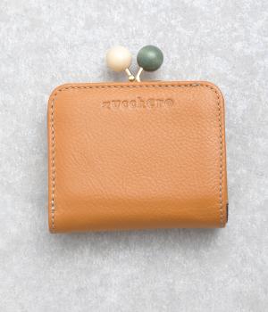 木玉がま口2つ折りミニ財布(キャメル-F)