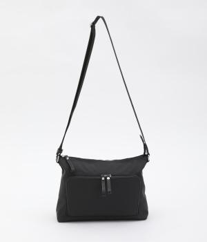 デュ―ロン×レザー　お財布ショルダーバッグ(ブラック-F)