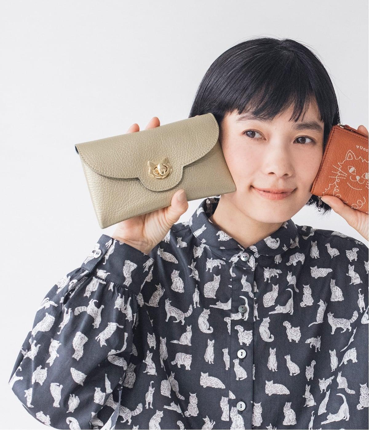 ネコ金具スマート財布大(ブロンズ-L)