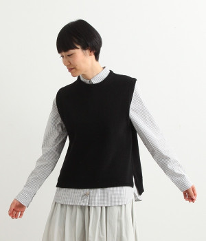 ラムウールベスト(ブラック-ONESIZE)