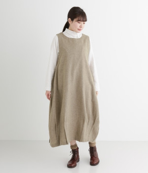 ウールエターミンノースリバルーンワンピース(ベージュ-ONESIZE)