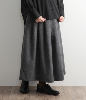 ウールエターミンタックスカート(チャコール-ONESIZE)