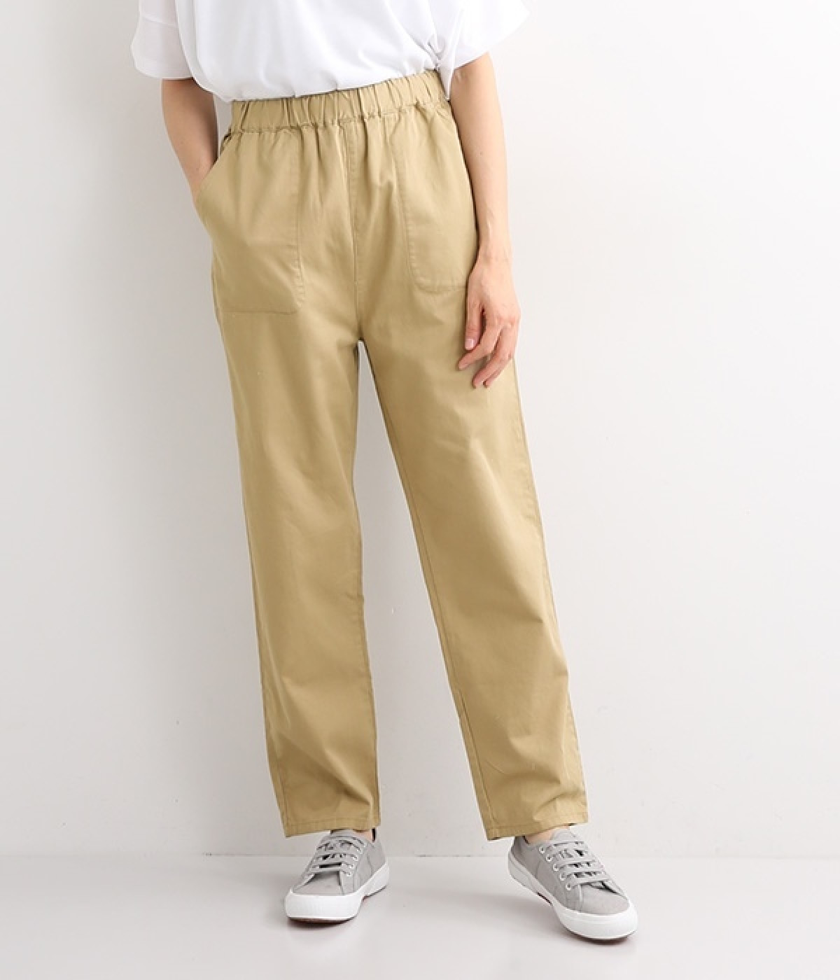 ツイルストレートパンツ(ベージュ-ONESIZE)