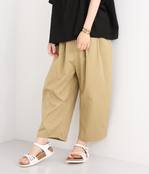 ツイルサルエル風パンツ(ベージュ-ONESIZE)