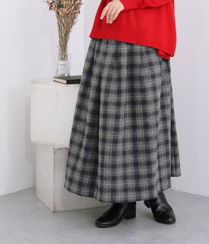ウールチェックタックスカート