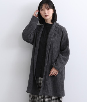 ウールガーゼトッパーカーデ(チャコール-ONESIZE)