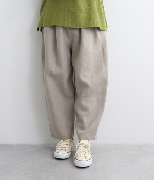 リネン後切替テーパードロングパンツ(ナチュラル-ONESIZE)