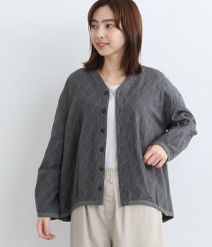 アンティークキルトVカーデ(チャコール-ONESIZE)