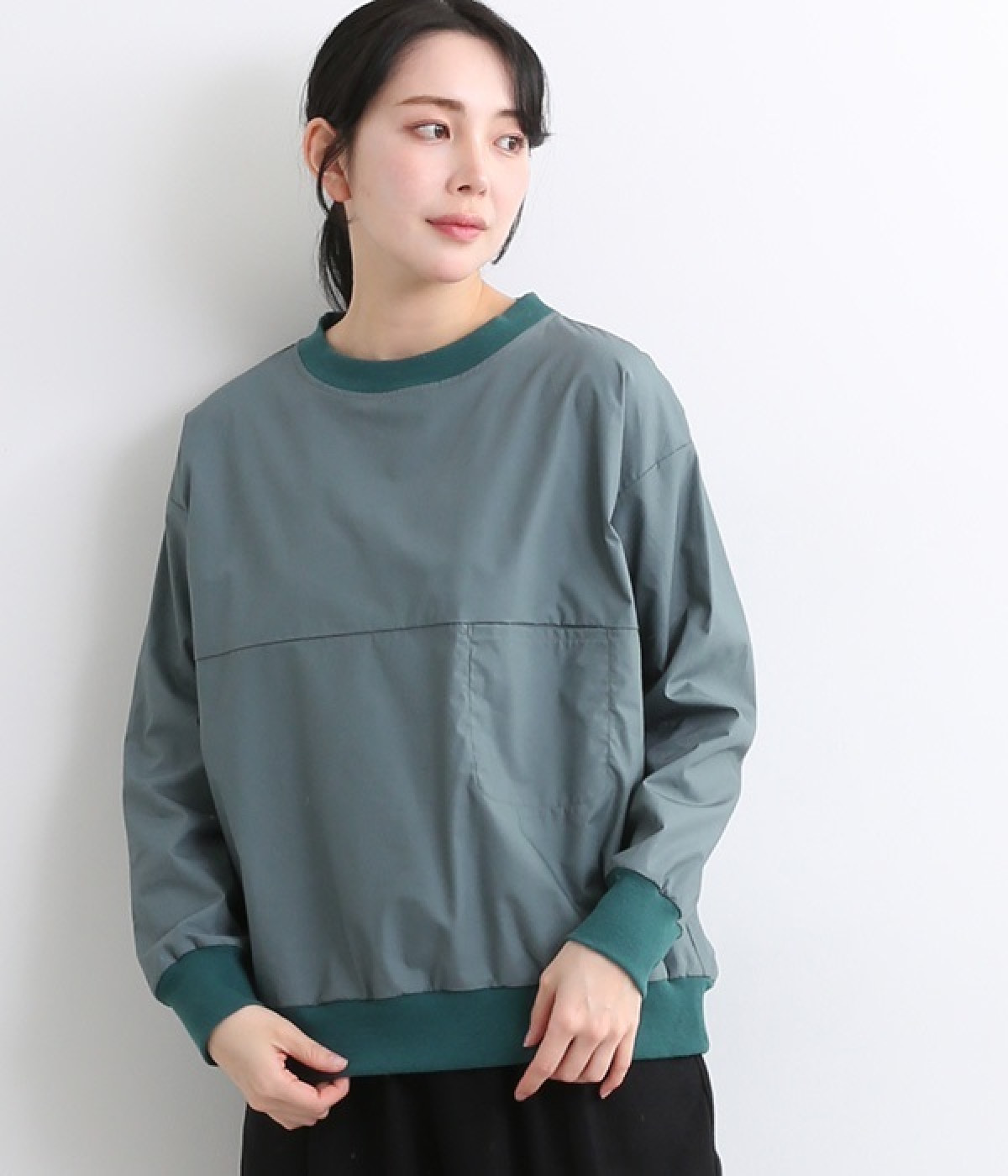 タイプライタークルーネックブラウス(アンティークグリーン-ONESIZE)