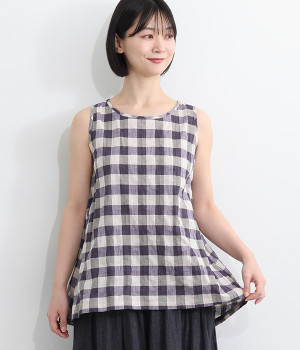 ブロックチェックタンクトップ(パープル-ONESIZE)