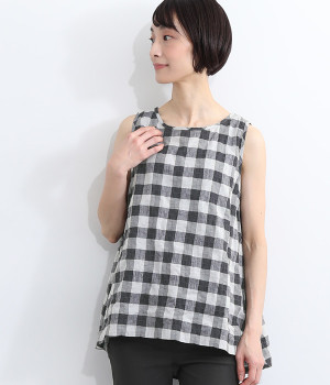ブロックチェックタンクトップ(チャコール-ONESIZE)